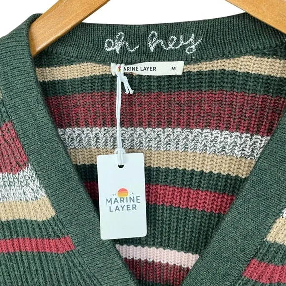 Marine Layer Robin Merino Wool Blend Multi Stripe Crop Cardigan